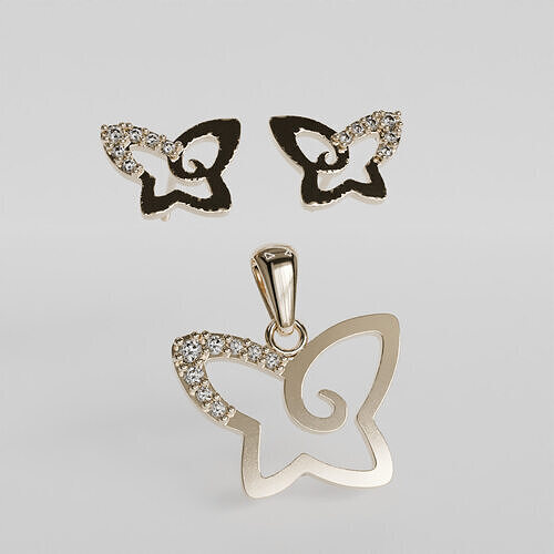 butterfly earrings and pendant 3D print model