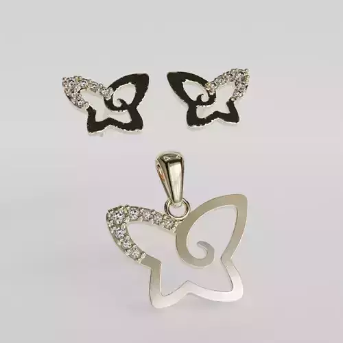 butterfly earrings and pendant