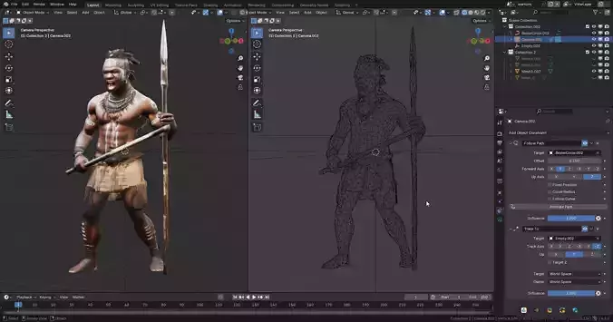 Tribal African Warrior with Spear Free low-poly 3D model