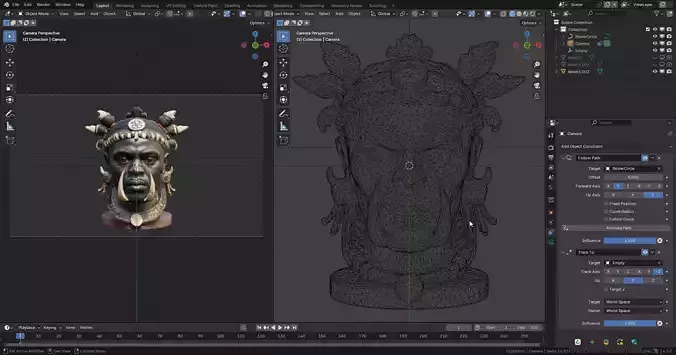 Tribal African Warrior Bust 03