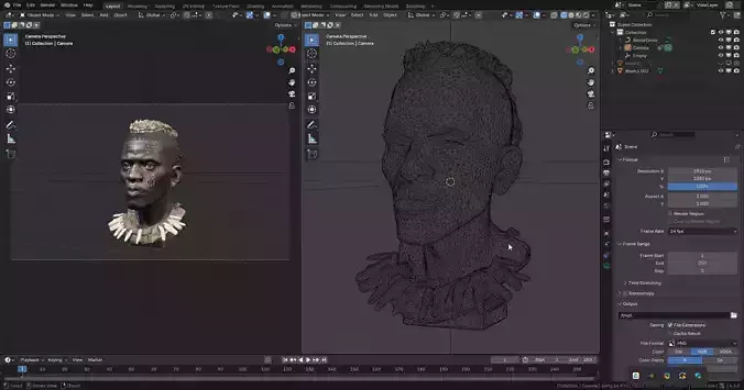 Tribal African Warrior Bust 02