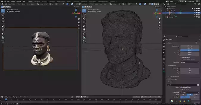 Tribal African Warrior Bust 01
