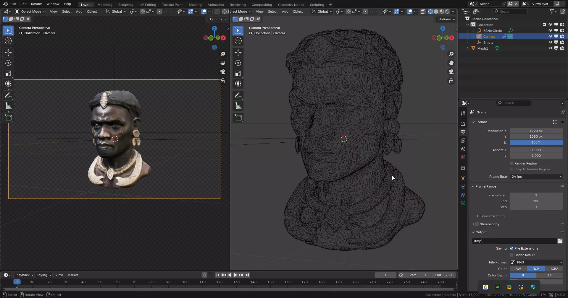 Tribal African Warrior Bust 01 Free low-poly 3D model