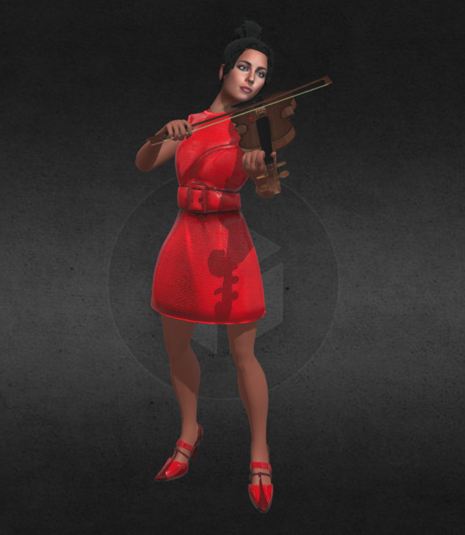 Female Violin Player Violinist 3D model_1