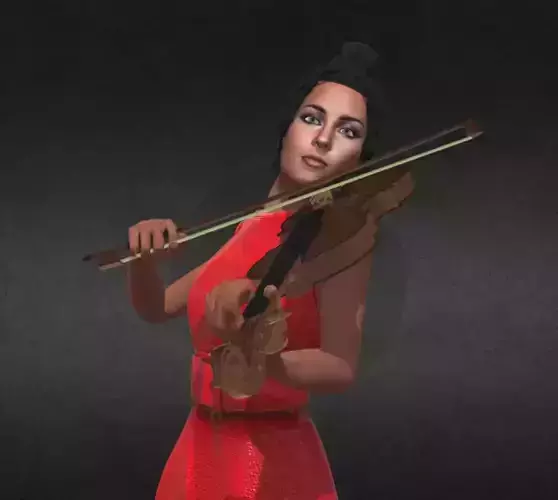 Female Violin Player Violinist 3D model