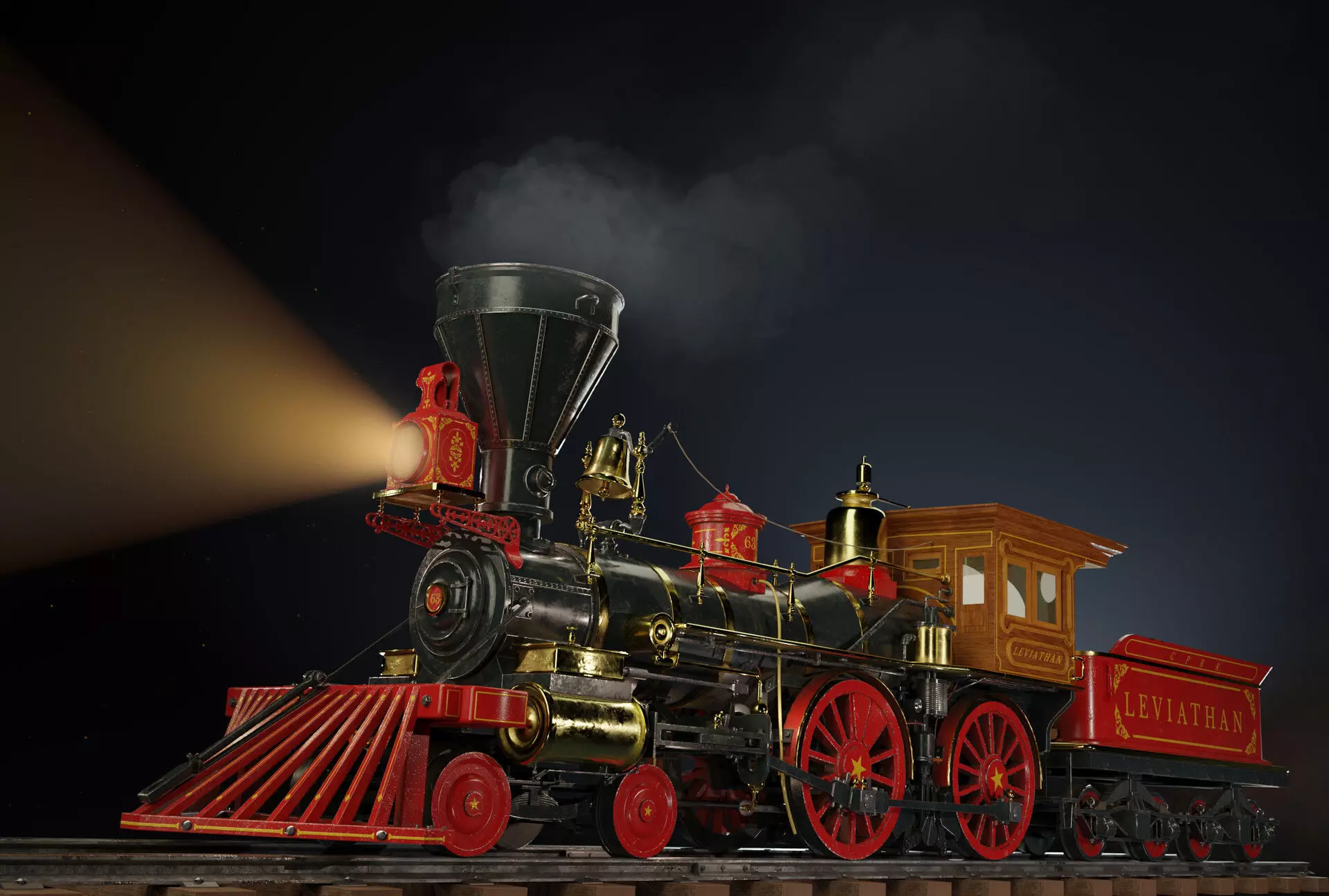 Next generation steam locomotive Low-poly 3D model_0