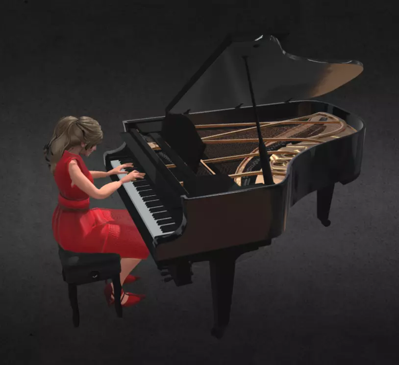 Pianist Girl 3D model