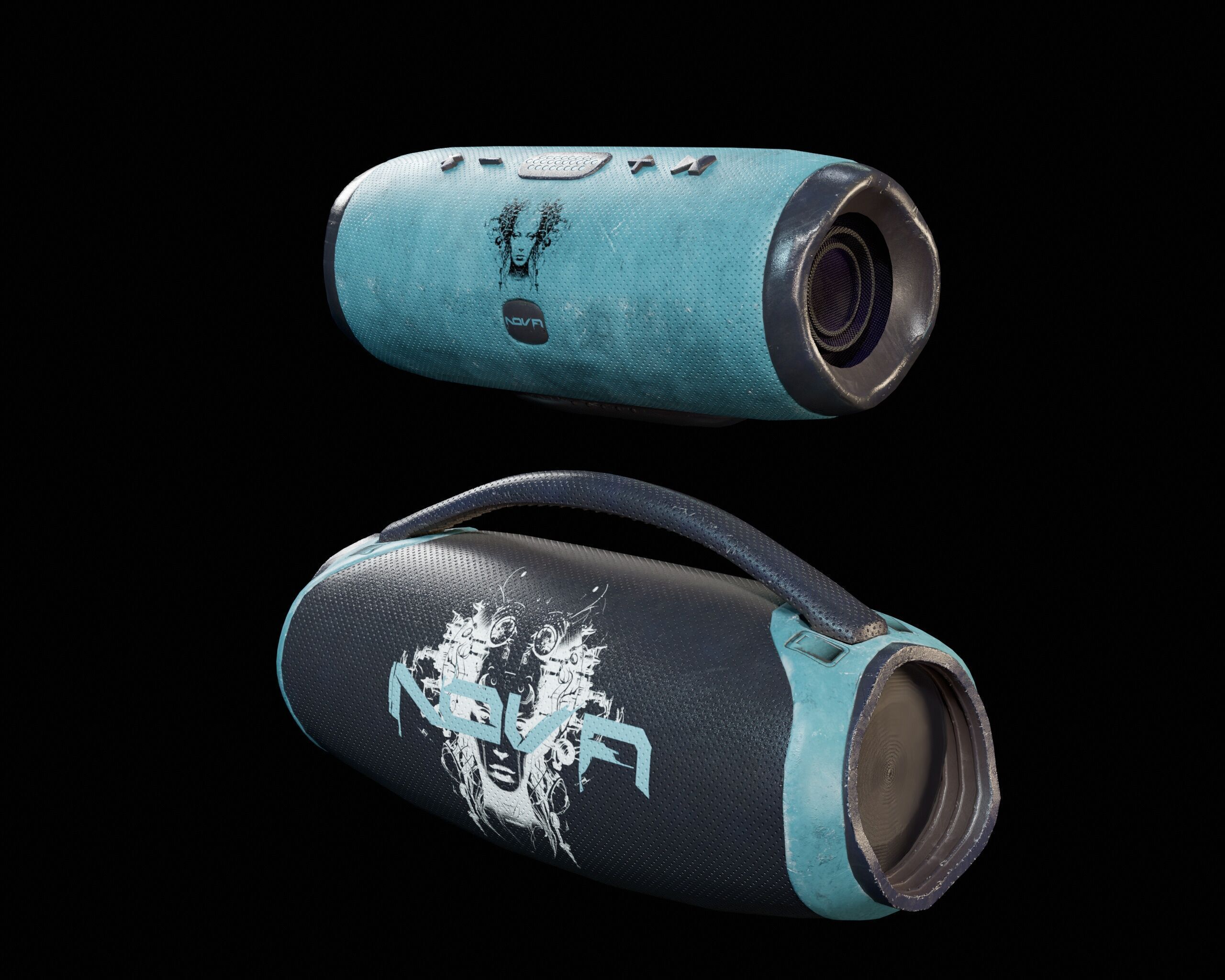 Sci-Fi Nova Hand Held Speakers   Low-poly 3D model_8