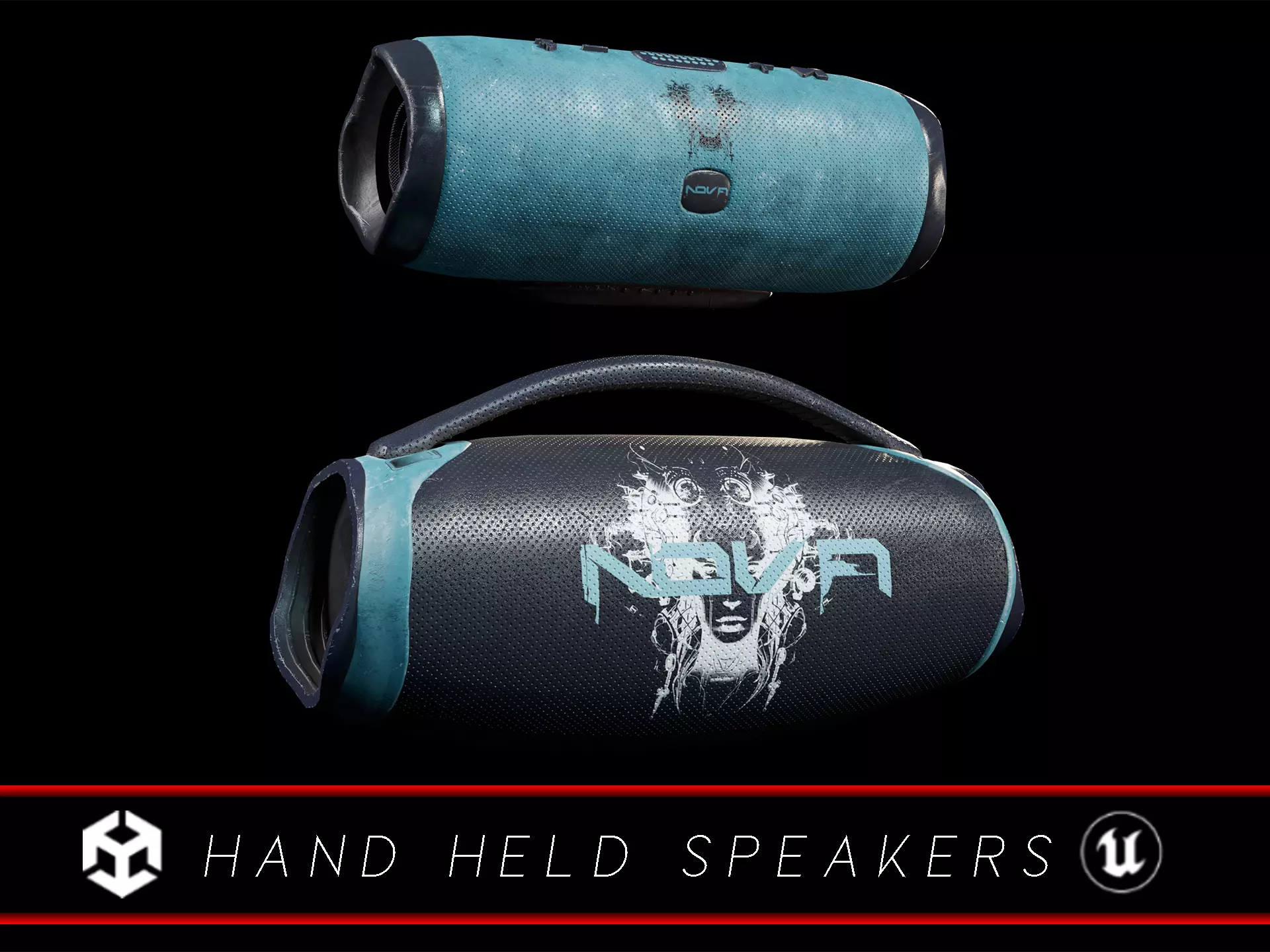Sci-Fi Nova Hand Held Speakers   Low-poly 3D model_0