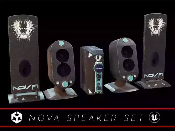 Sci-Fi Nova Speaker Set  Low-poly 3D model