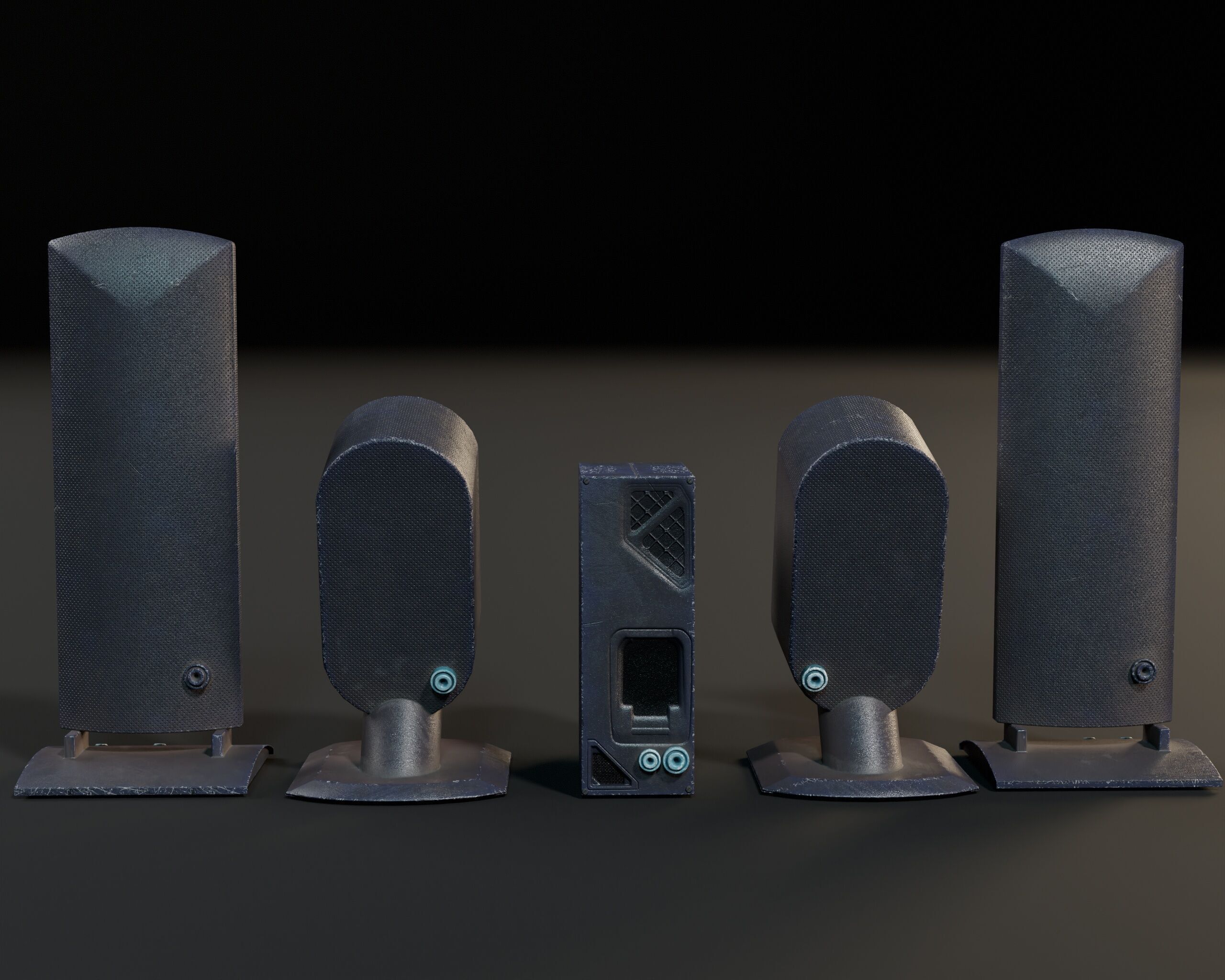 Sci-Fi Nova Speaker Set  Low-poly 3D model_12