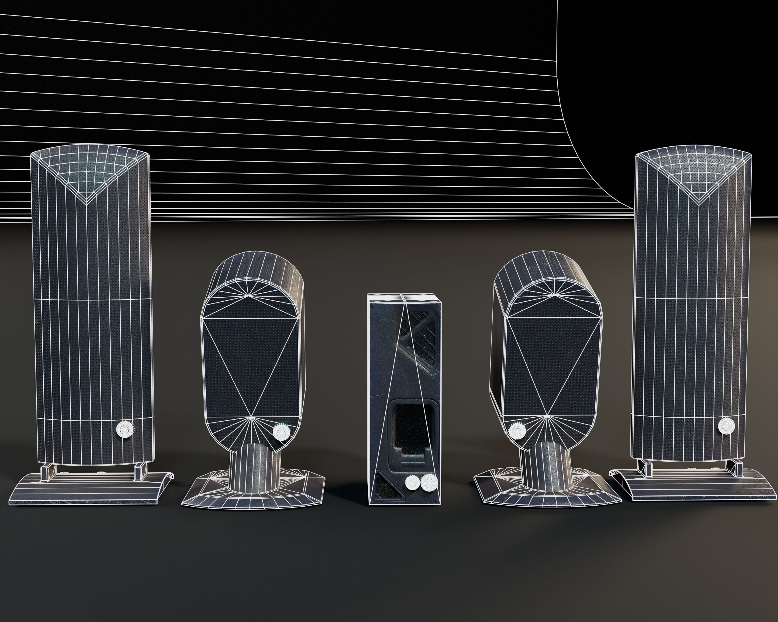 Sci-Fi Nova Speaker Set  Low-poly 3D model_13