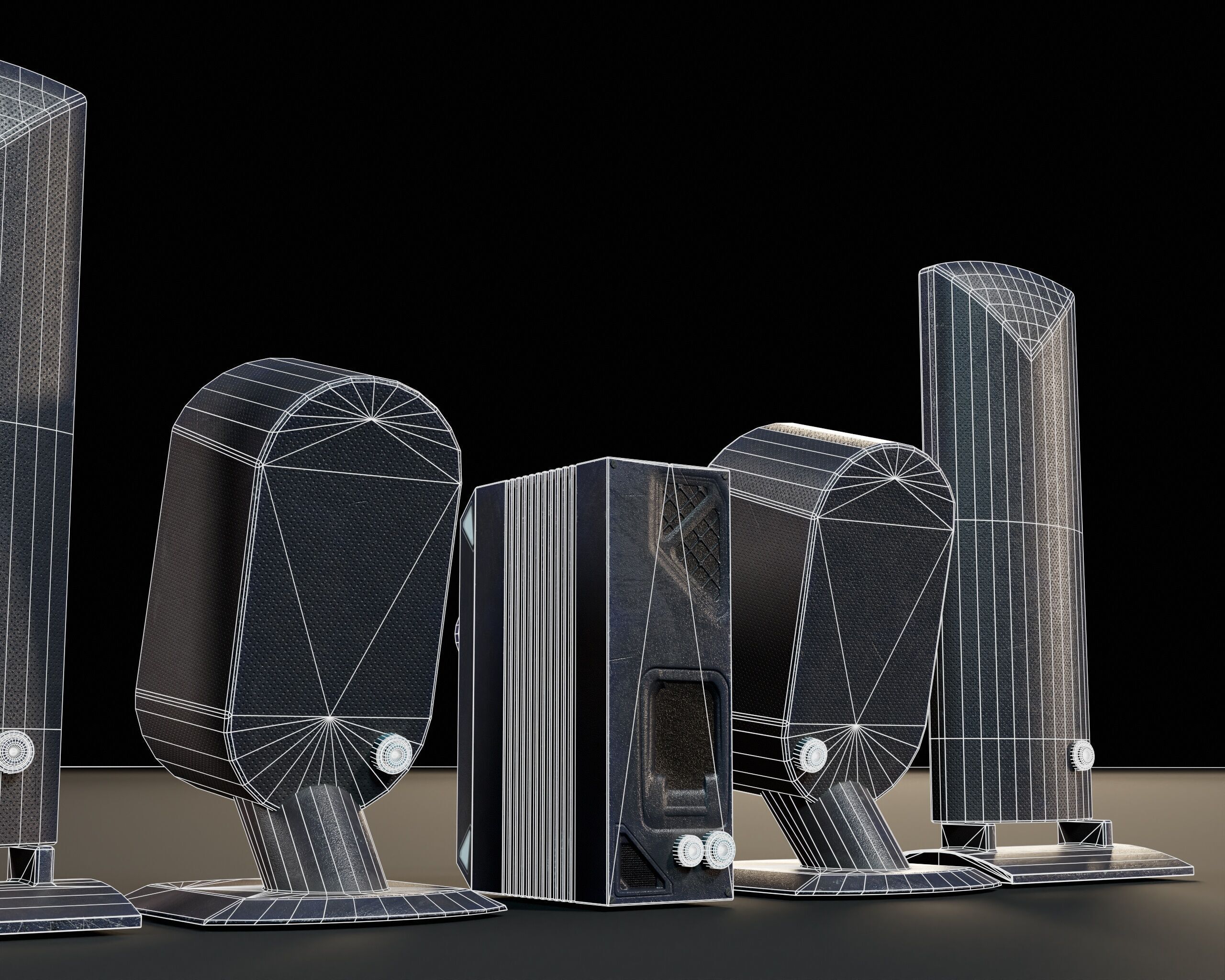 Sci-Fi Nova Speaker Set  Low-poly 3D model_17