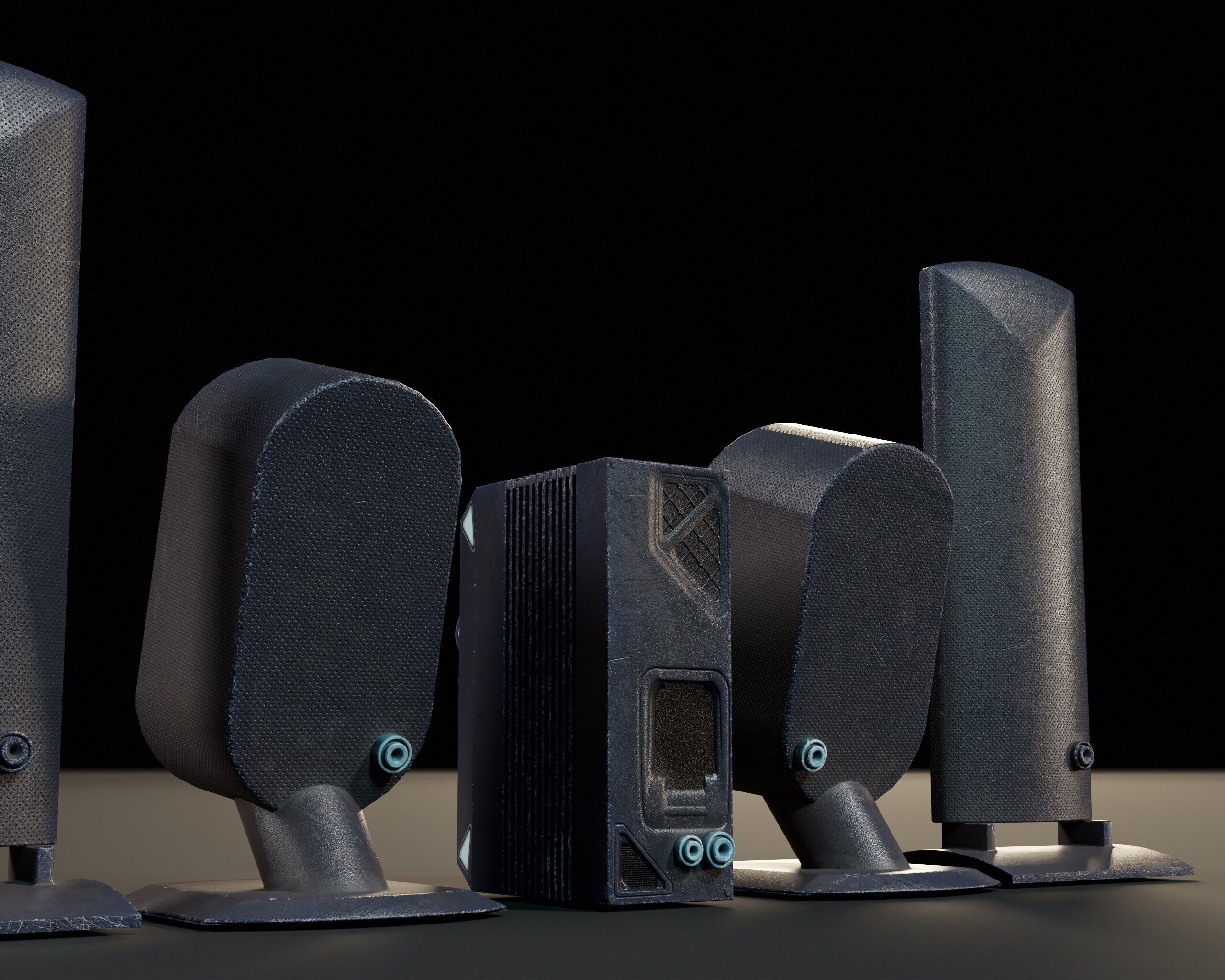 Sci-Fi Nova Speaker Set  Low-poly 3D model_16
