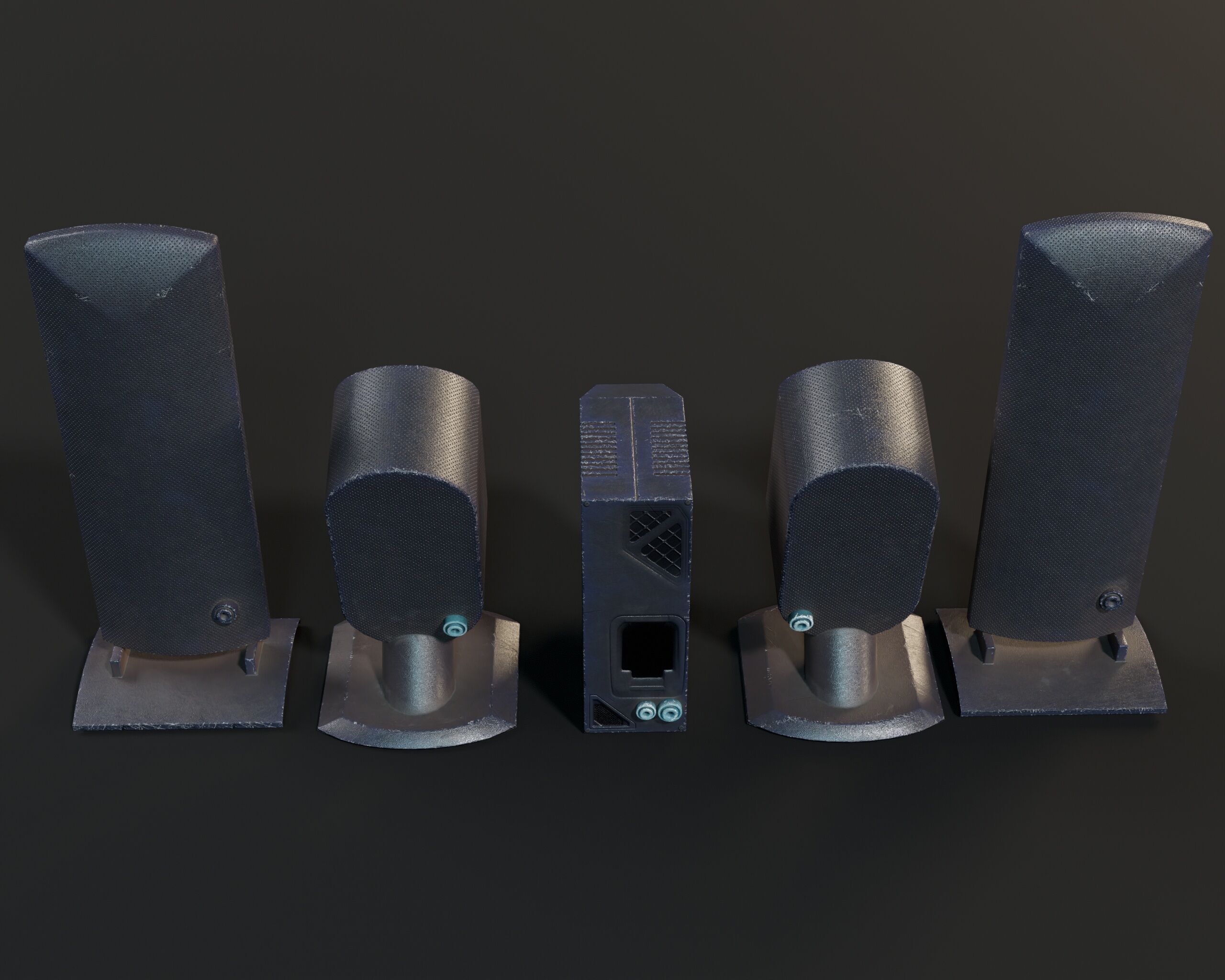 Sci-Fi Nova Speaker Set  Low-poly 3D model_14