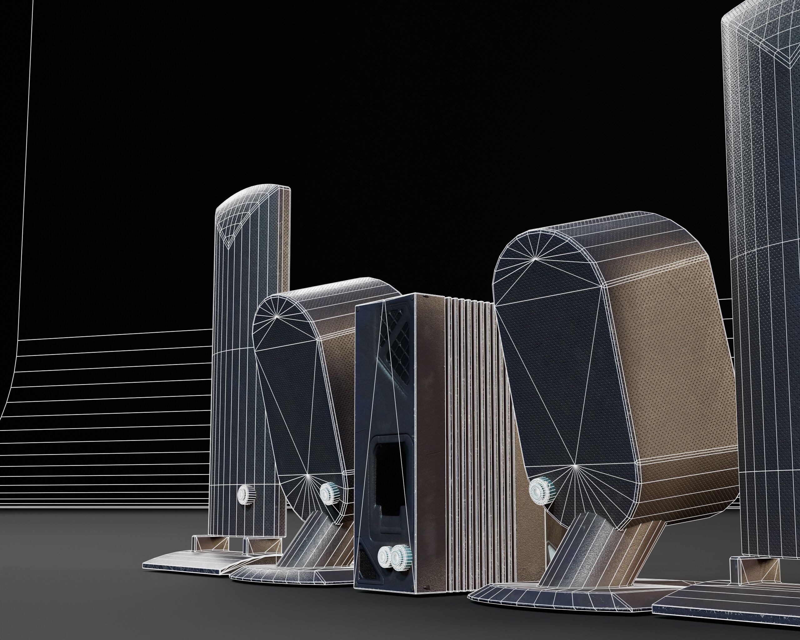 Sci-Fi Nova Speaker Set  Low-poly 3D model_19