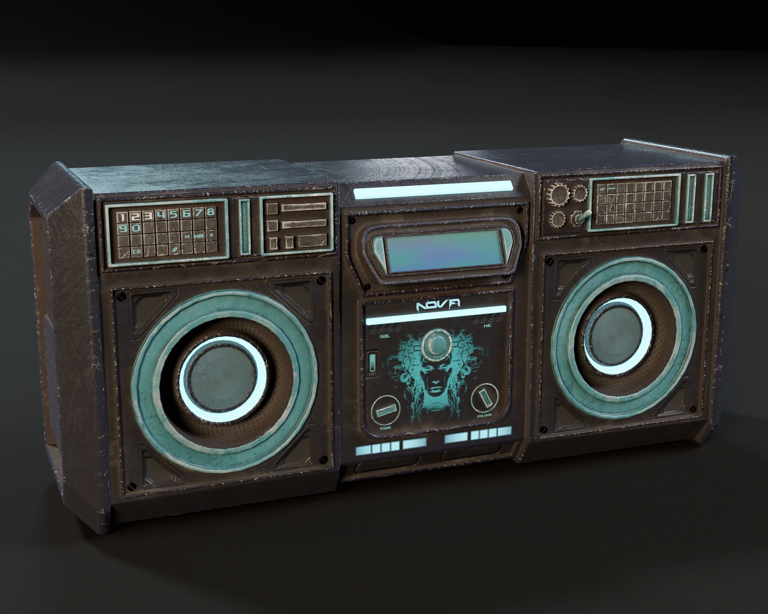 Sci-Fi Nova Boom Box Speaker Low-poly 3D model_2