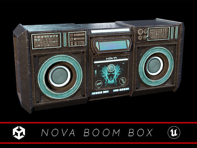 Sci-Fi Nova Boom Box Speaker  Low-poly 3D model