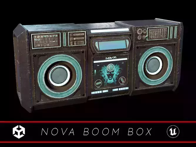 Sci-Fi Nova Boom Box Speaker Low-poly 3D model Sci-Fi Nova Boom Box Speaker Low-poly 3D model