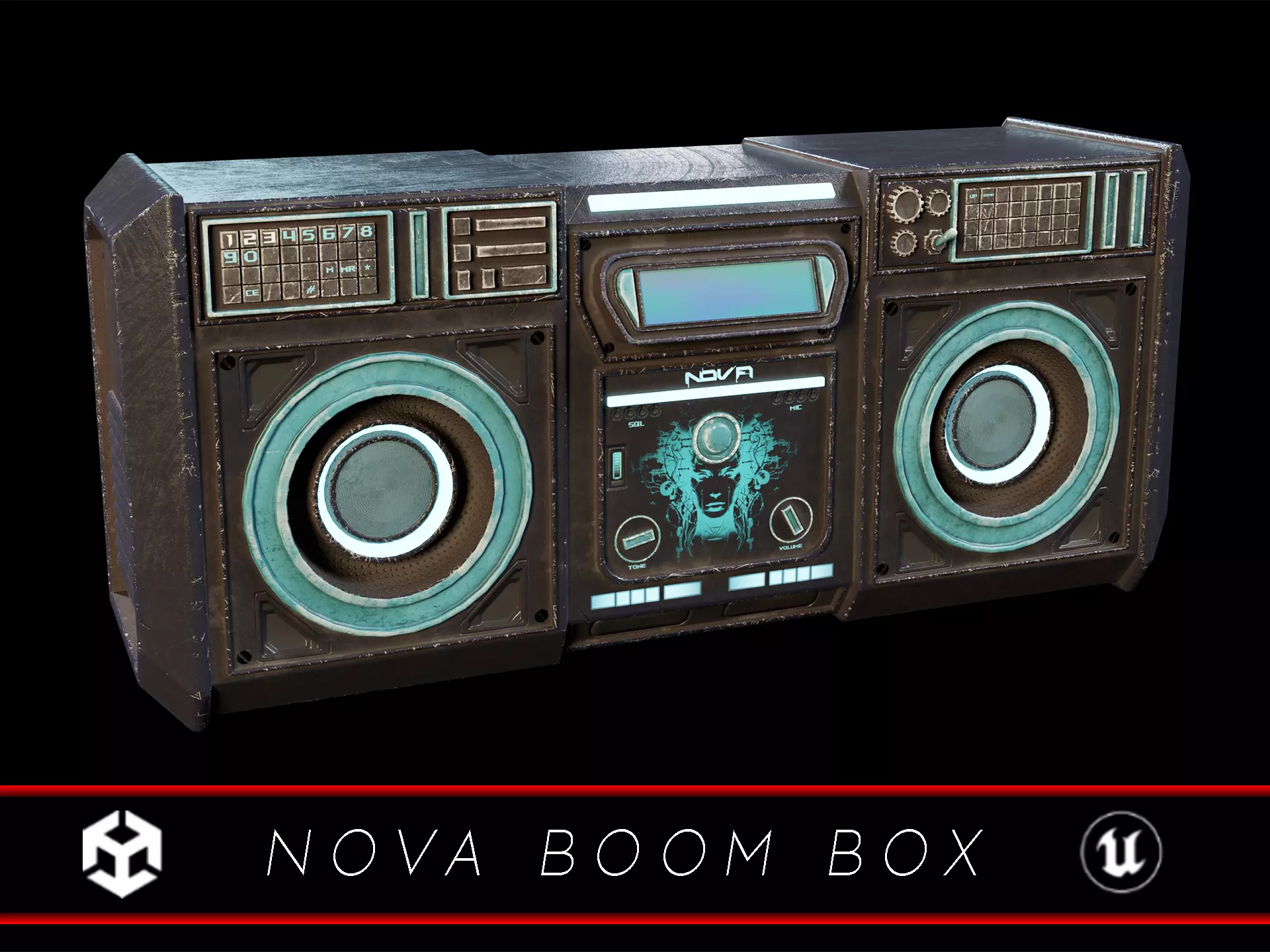 Sci-Fi Nova Boom Box Speaker Low-poly 3D model_0