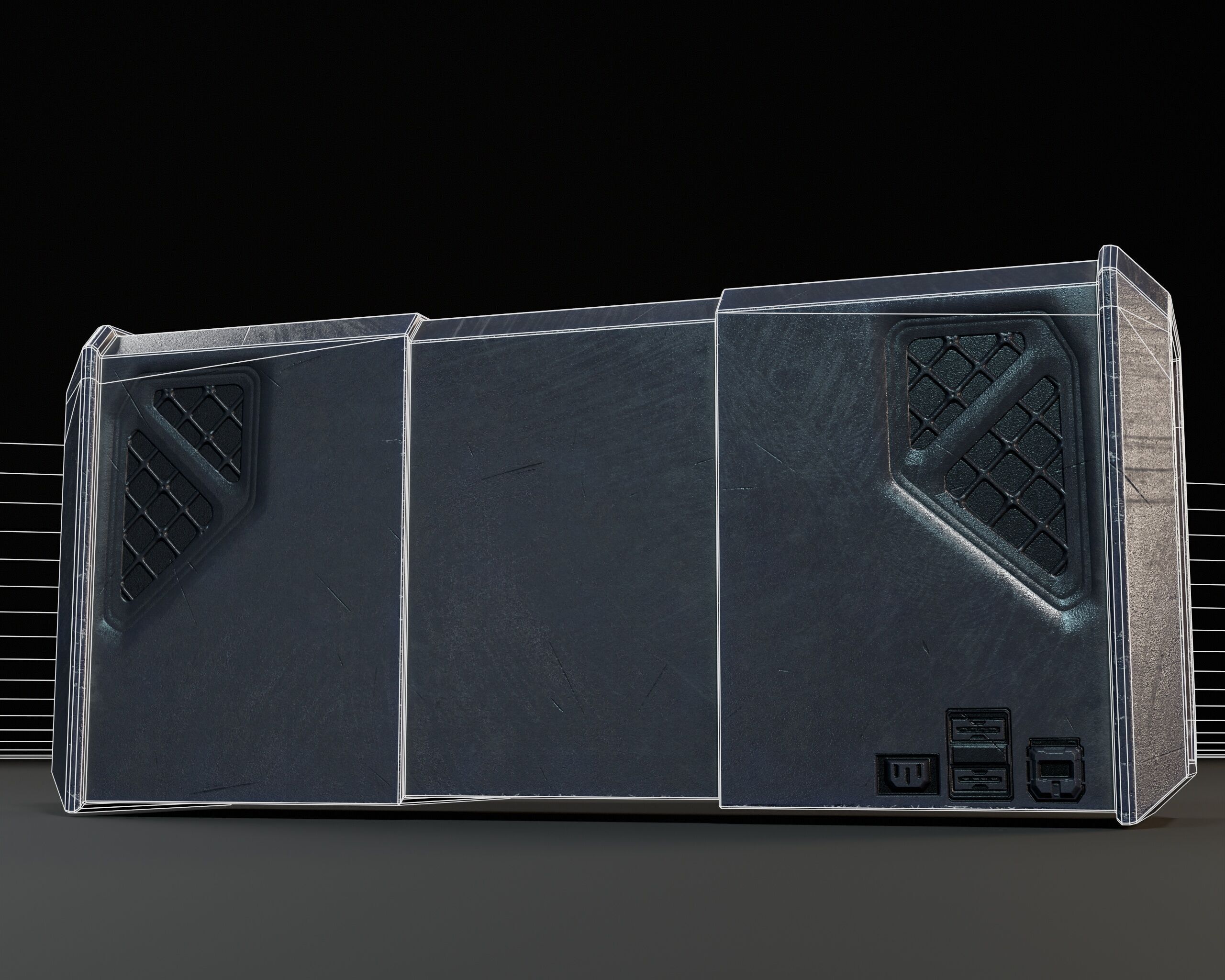 Sci-Fi Nova Boom Box Speaker Low-poly 3D model_17