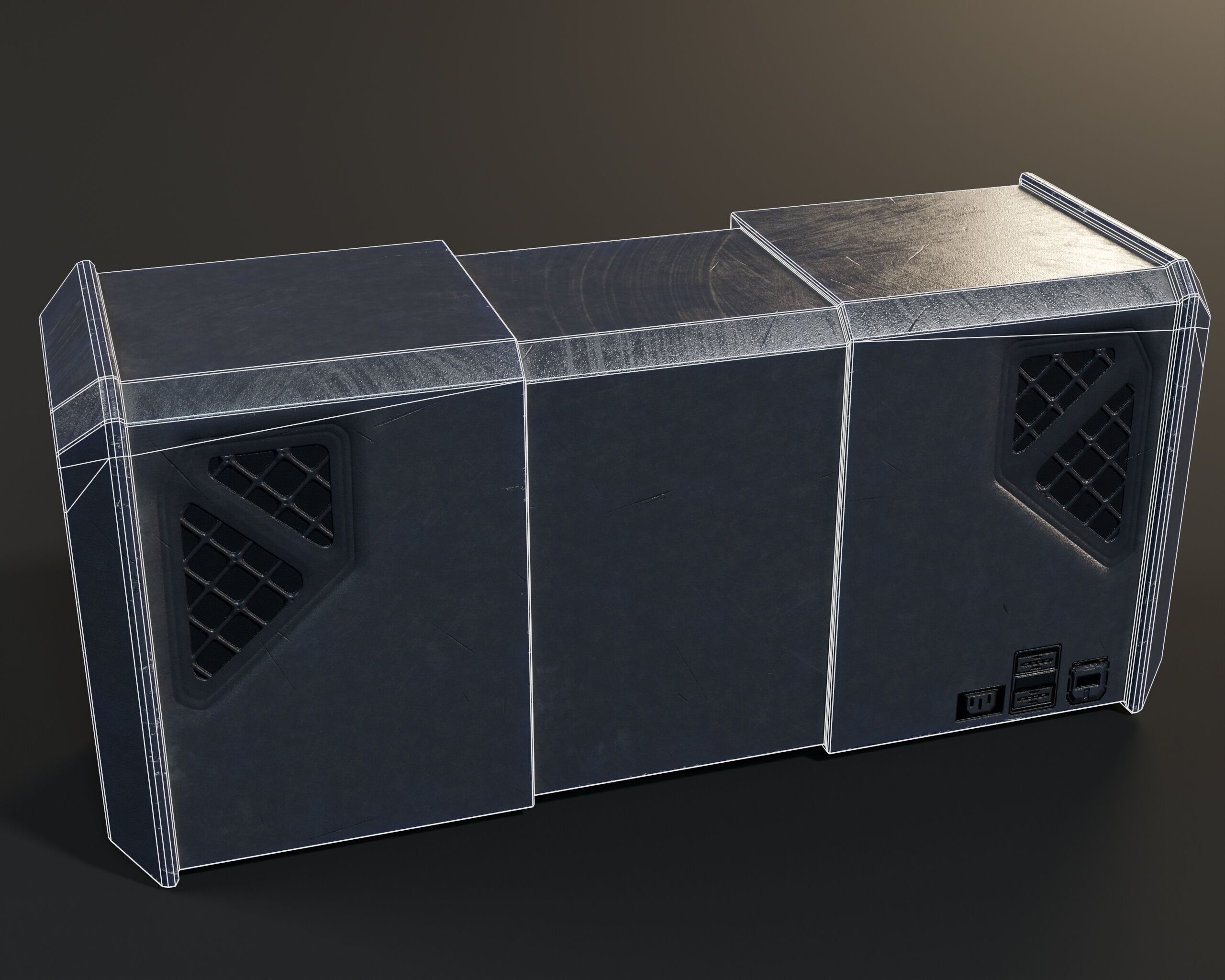 Sci-Fi Nova Boom Box Speaker Low-poly 3D model_15
