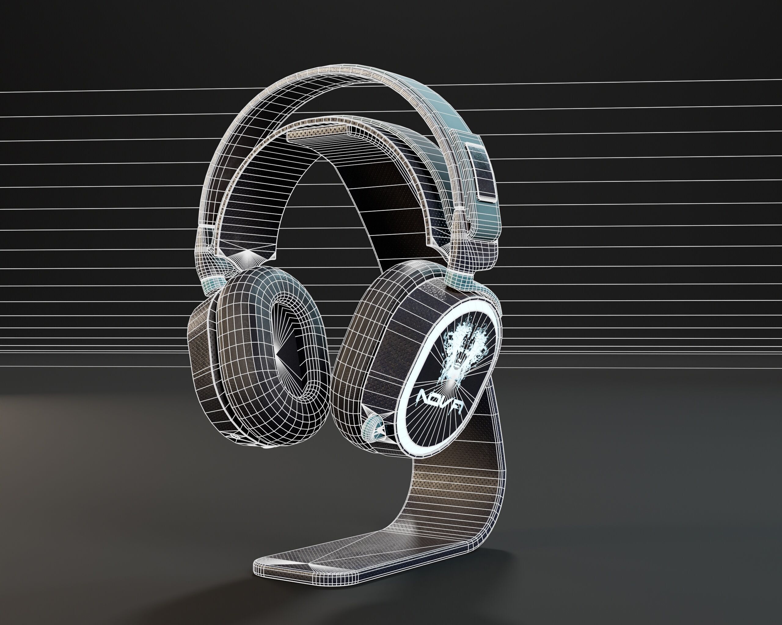 Sci-Fi Nova Wireless Headphones  Low-poly 3D model_3