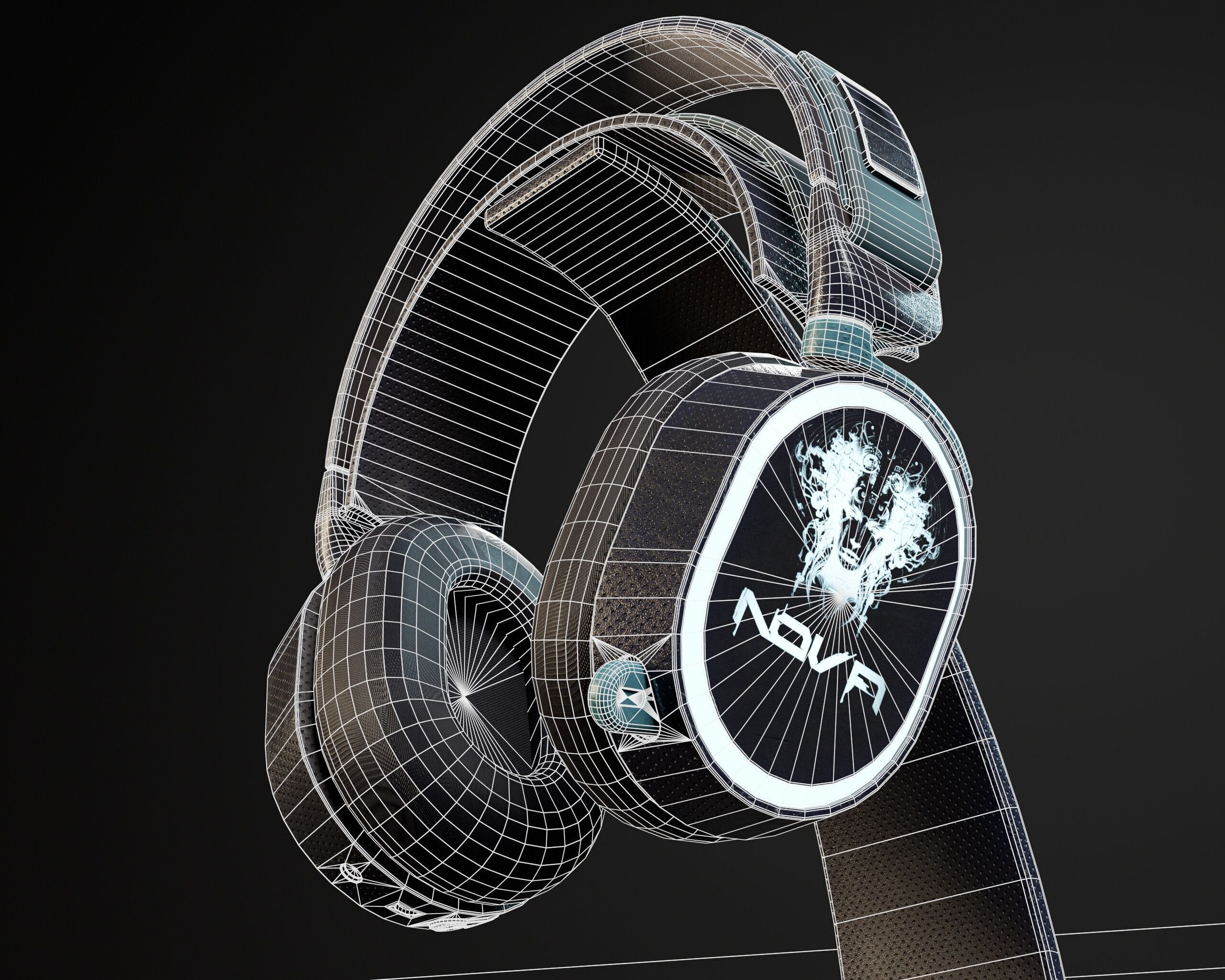 Sci-Fi Nova Wireless Headphones  Low-poly 3D model_17