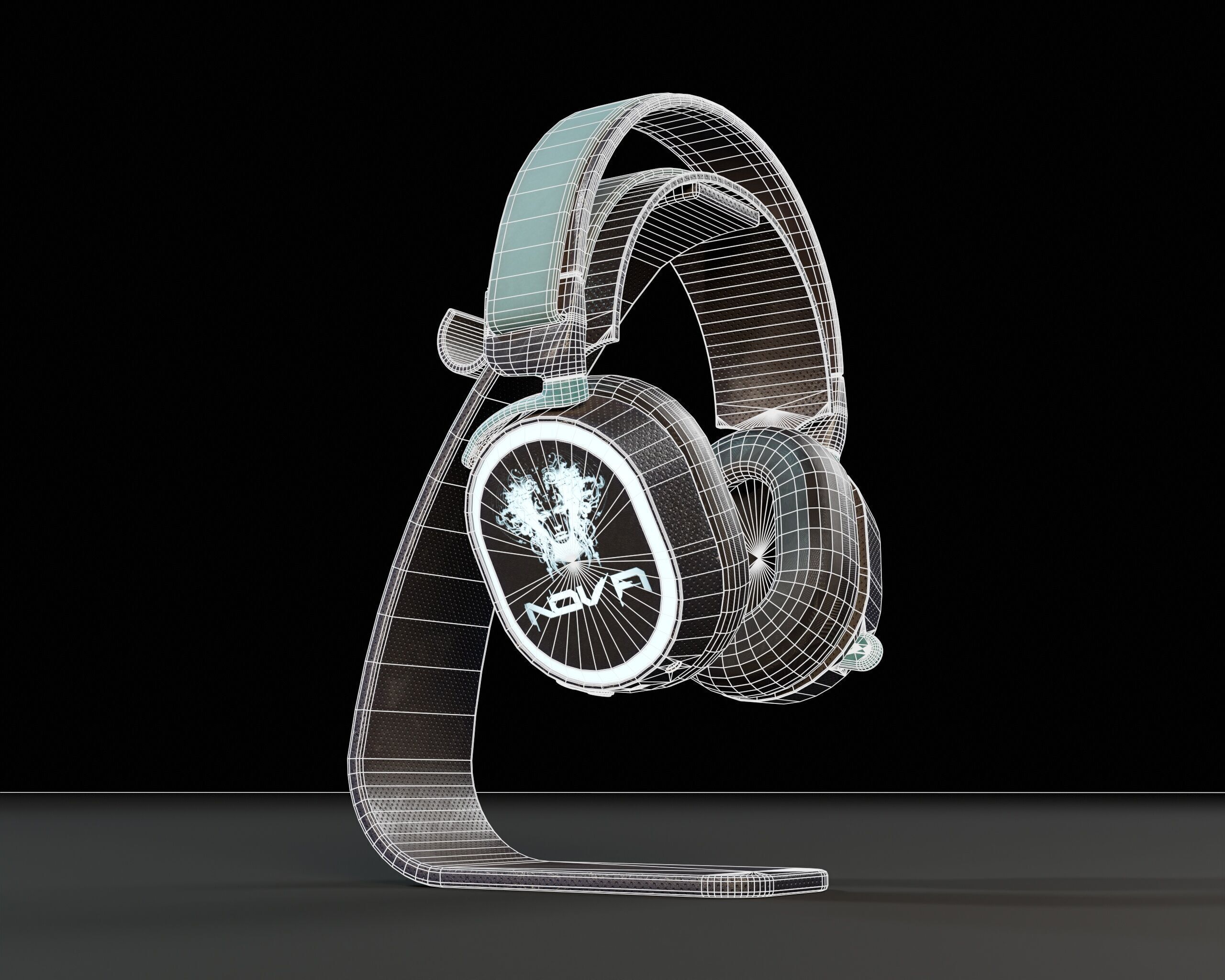 Sci-Fi Nova Wireless Headphones  Low-poly 3D model_9