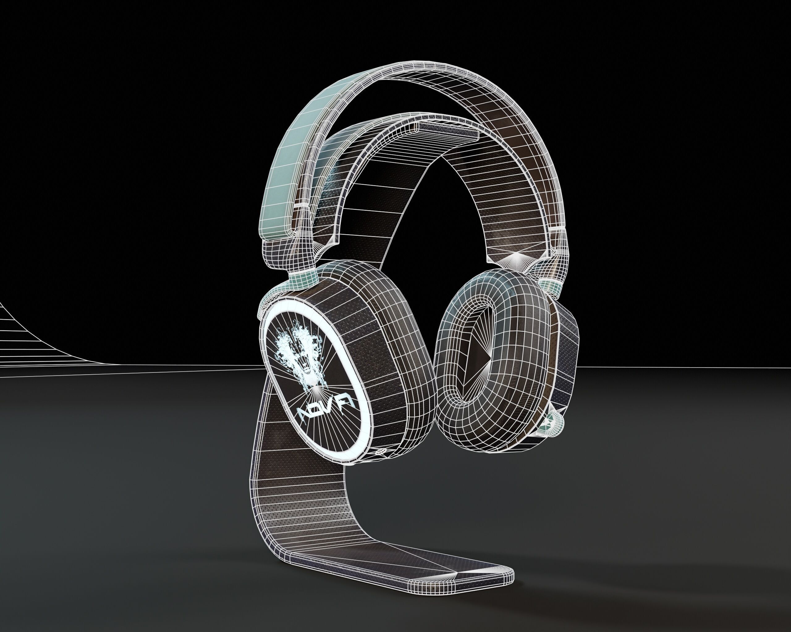 Sci-Fi Nova Wireless Headphones  Low-poly 3D model_7