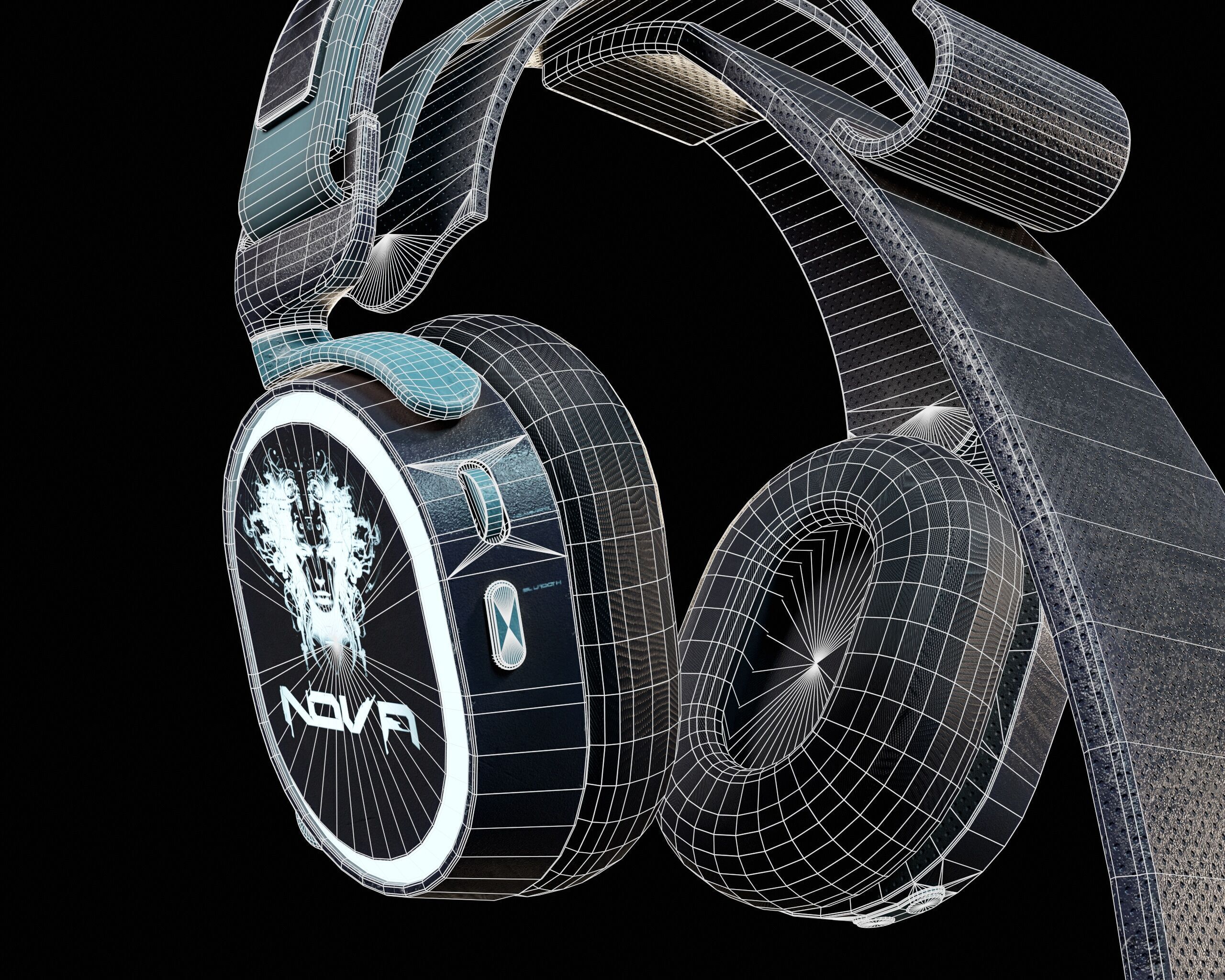 Sci-Fi Nova Wireless Headphones  Low-poly 3D model_15