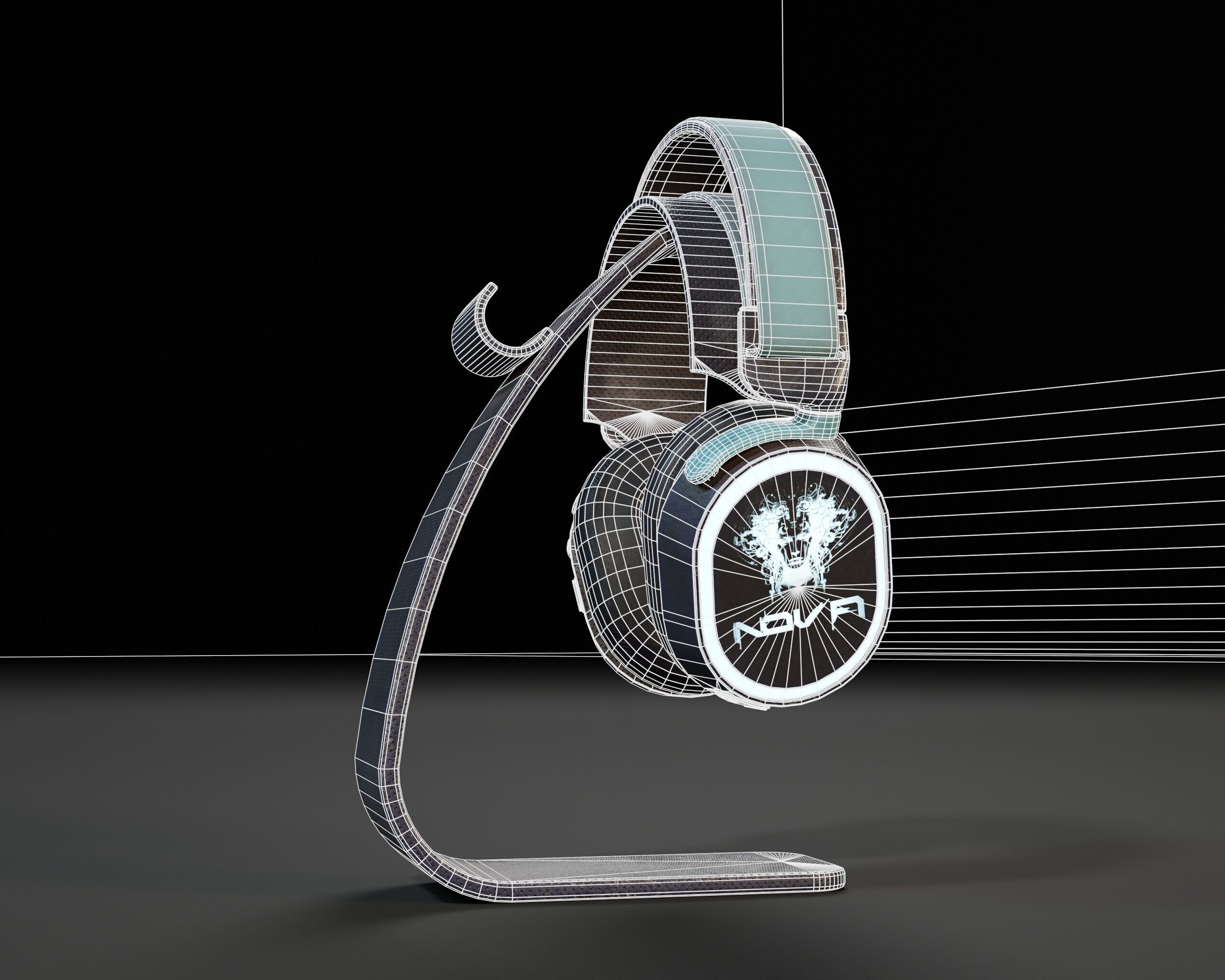 Sci-Fi Nova Wireless Headphones  Low-poly 3D model_11
