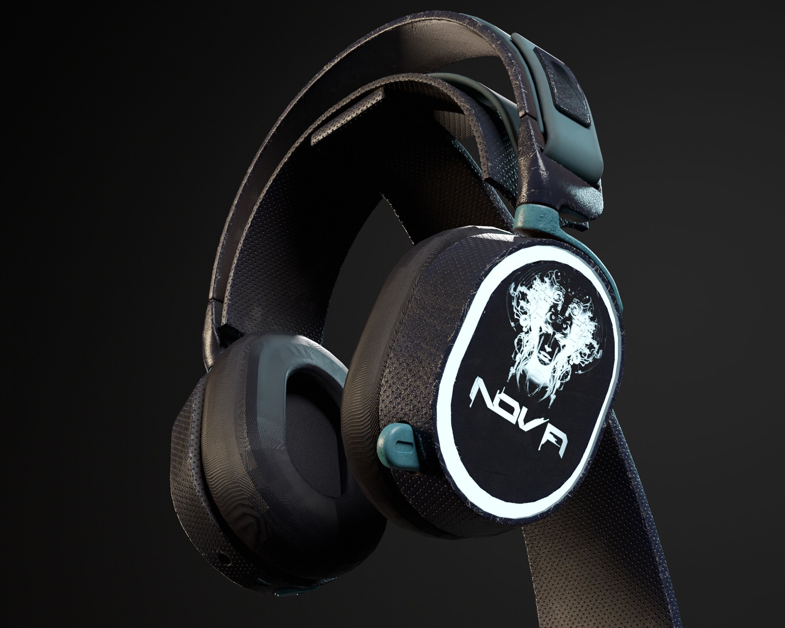 Sci-Fi Nova Wireless Headphones  Low-poly 3D model_16