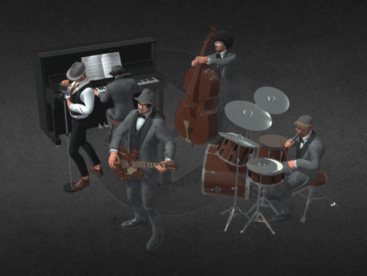 Group Band Musician Jazz and Blues 3D model_2