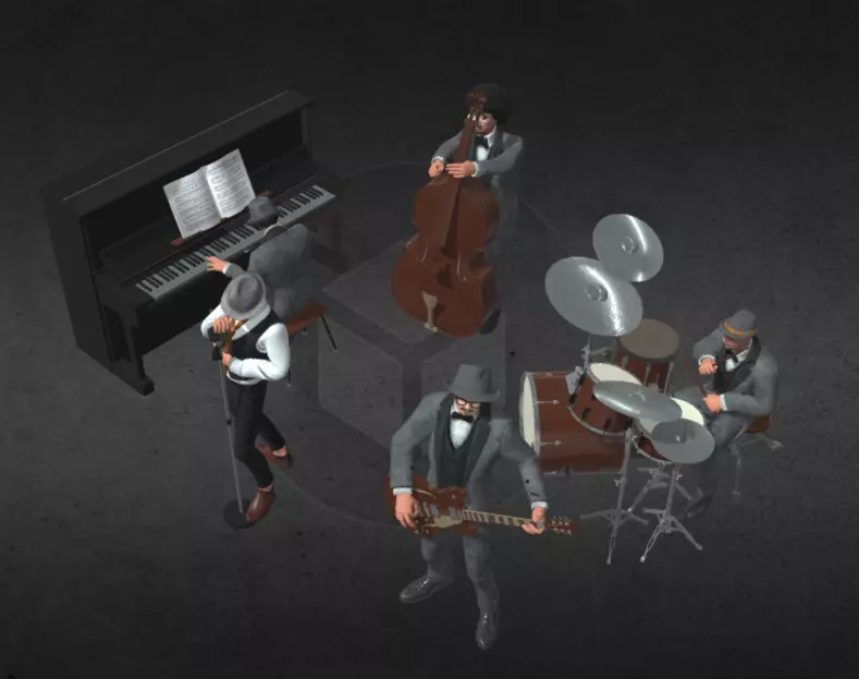 Group Band Musician Jazz and Blues 3D model_0