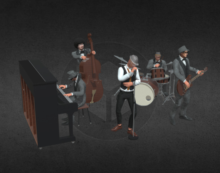 Group Band Musician Jazz and Blues 3D model_1