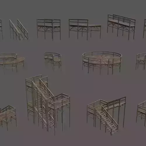 modular wooden catwalks and staircases
