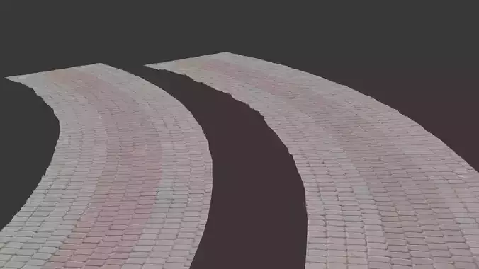 Curved Paving Stones Path - 3D Scanned Low-Poly Model