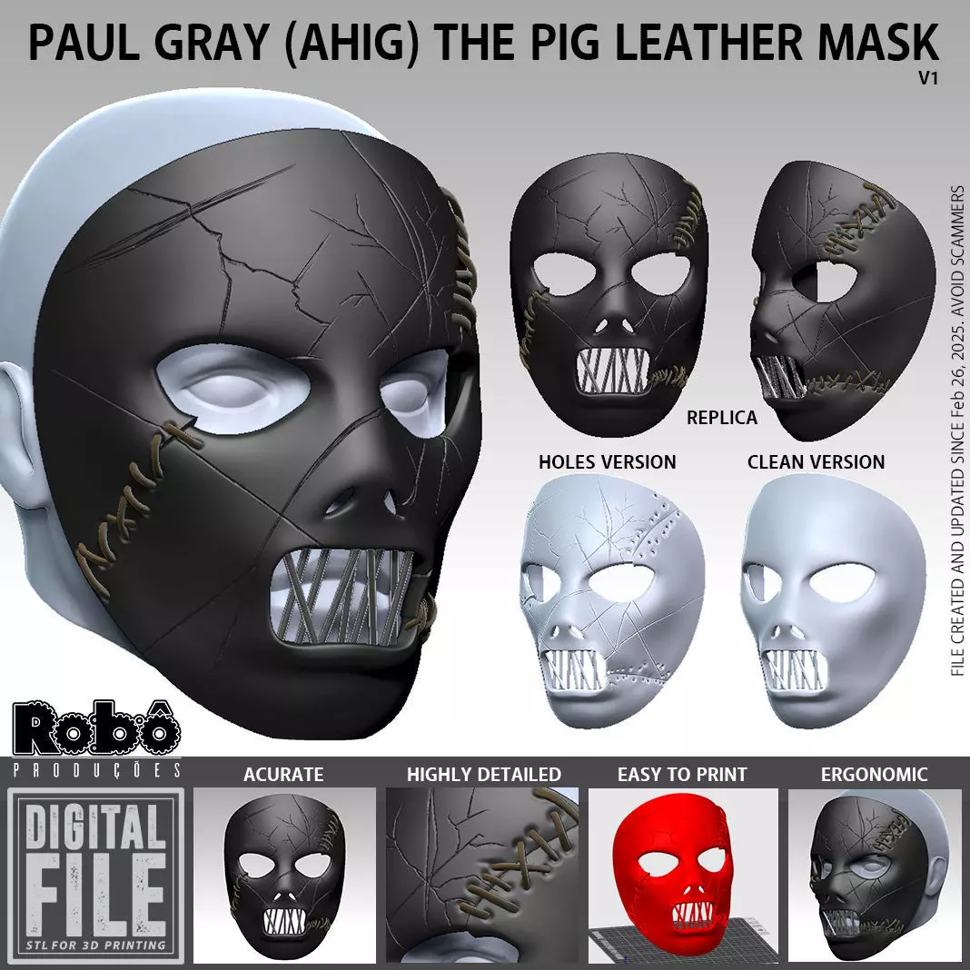 SLIPKNOT - Paul Gray - AHIG - The Pig Leather Mask 3D print model_0