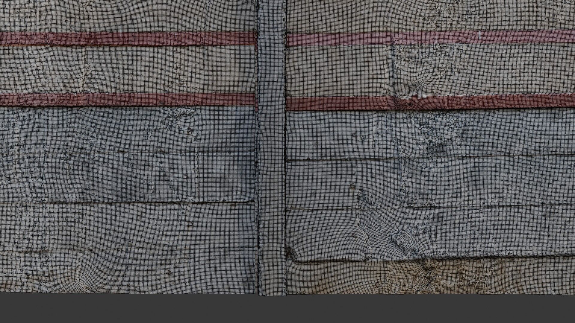 Concrete Fence with Red Stripes - 3D Scanned Model Low-poly 3D model_2