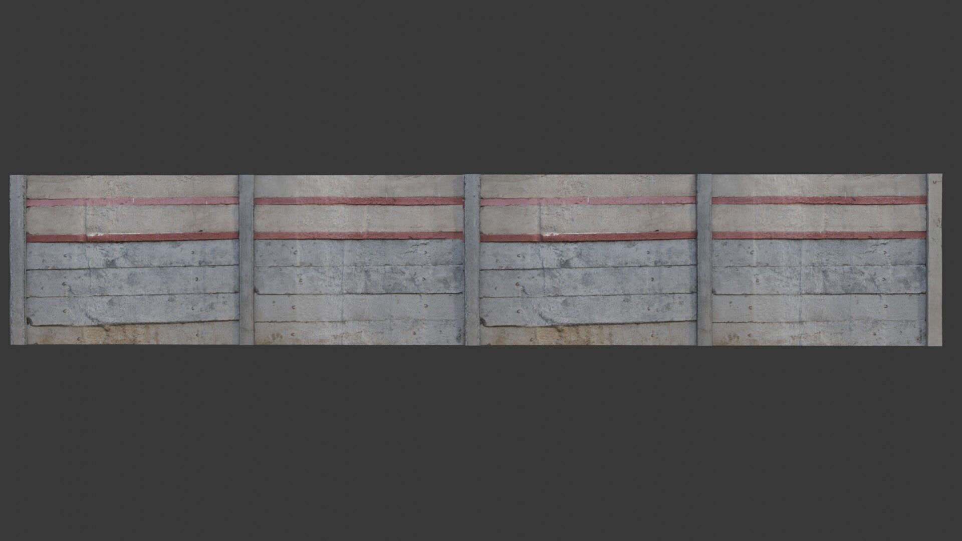 Concrete Fence with Red Stripes - 3D Scanned Model Low-poly 3D model_1