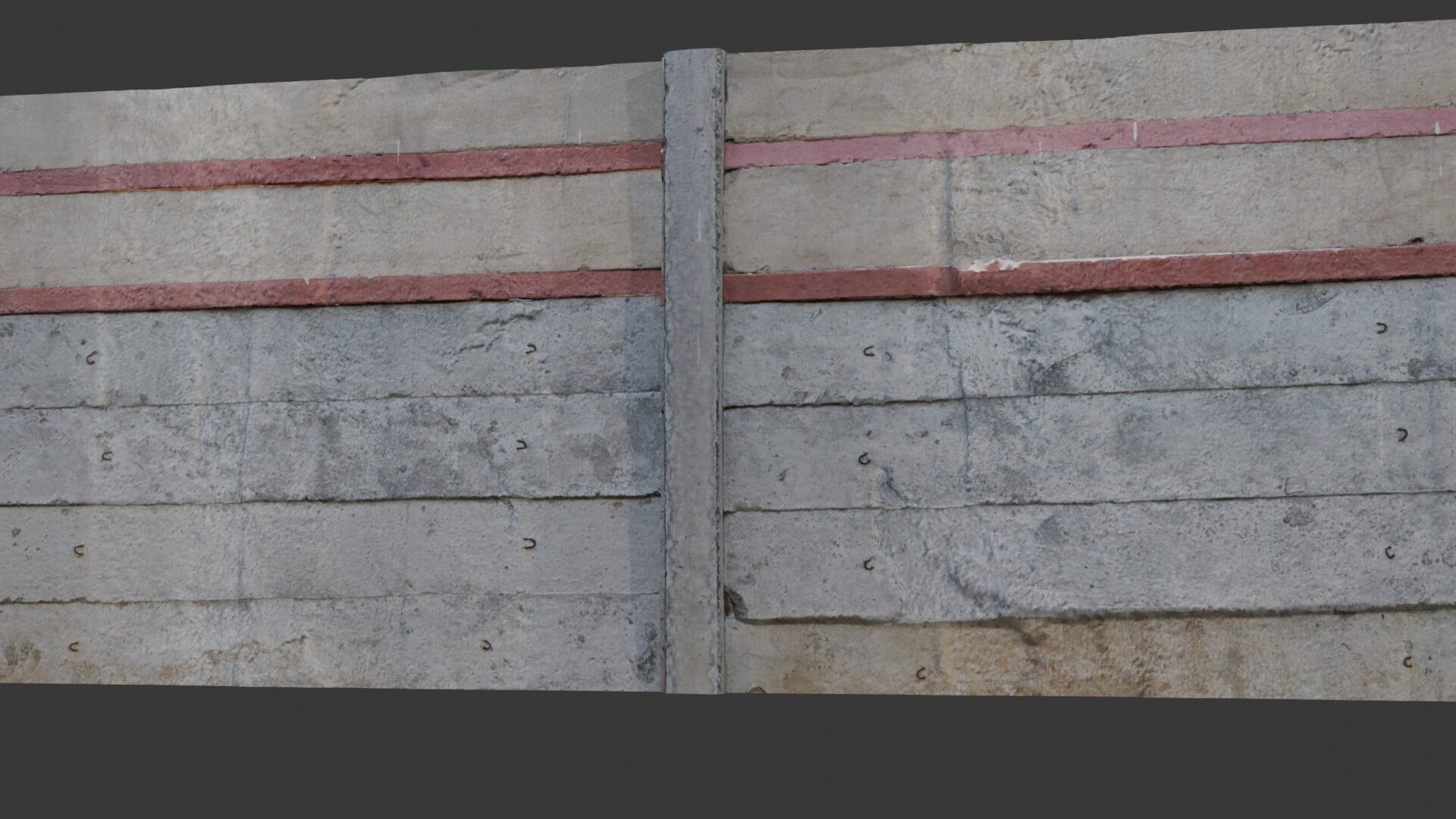 Concrete Fence with Red Stripes - 3D Scanned Model Low-poly 3D model_5