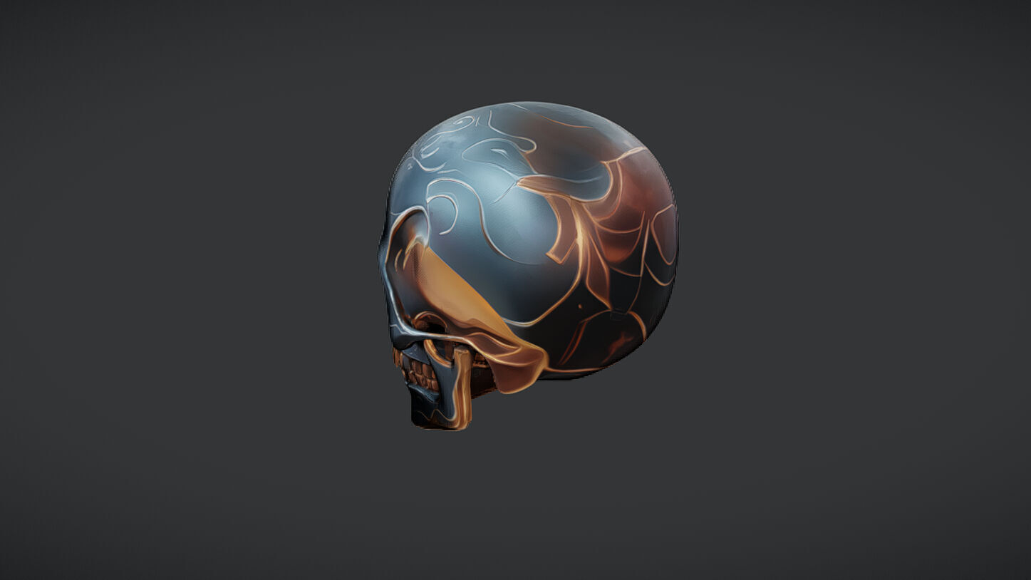 Decorative metallic skull 3D model_19