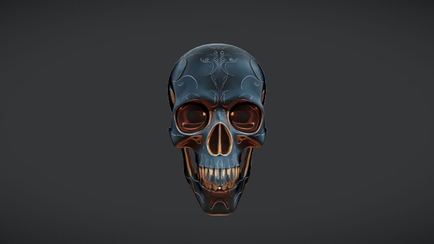 Decorative metallic skull 3D model_25