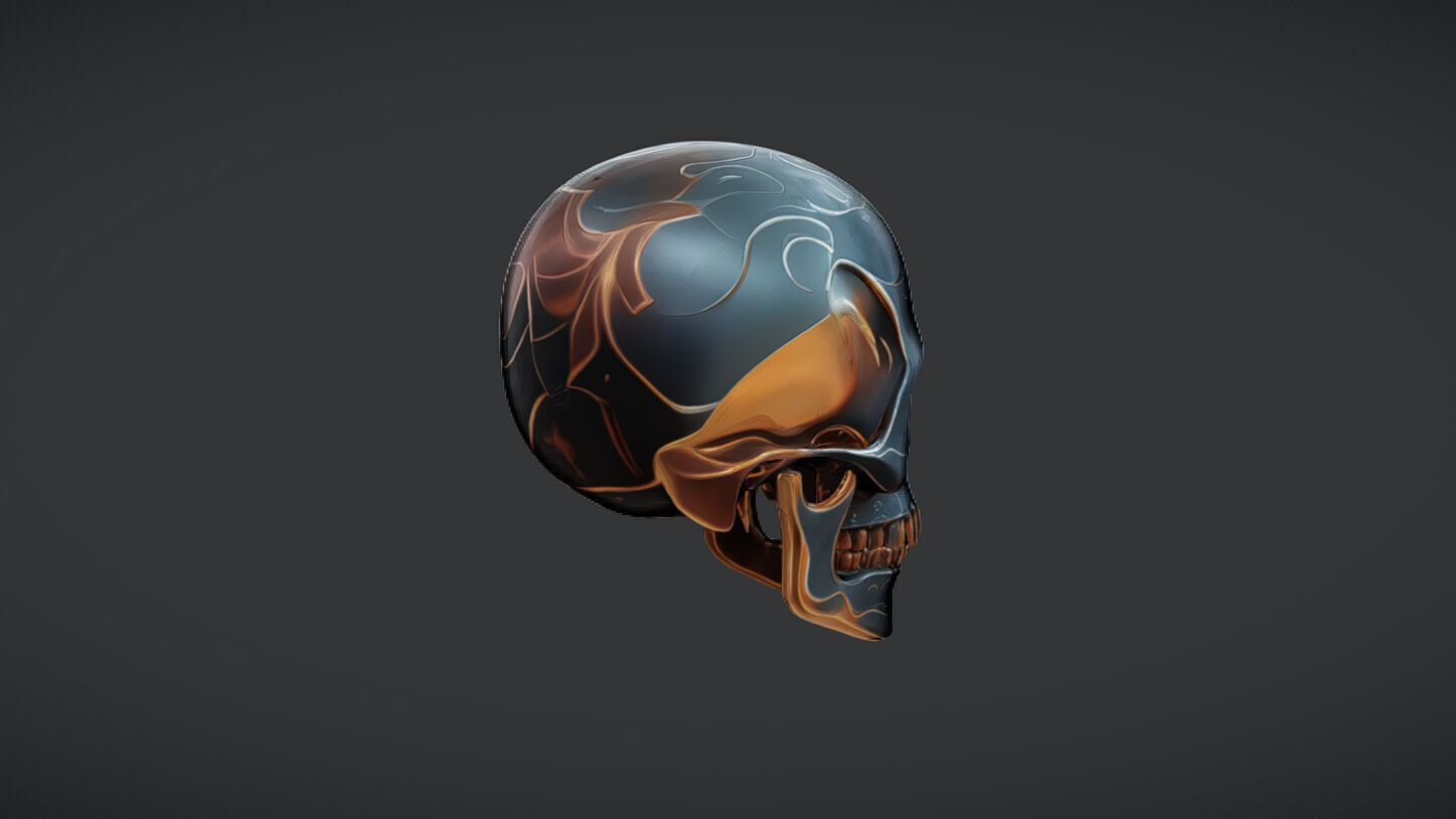 Decorative metallic skull 3D model_14