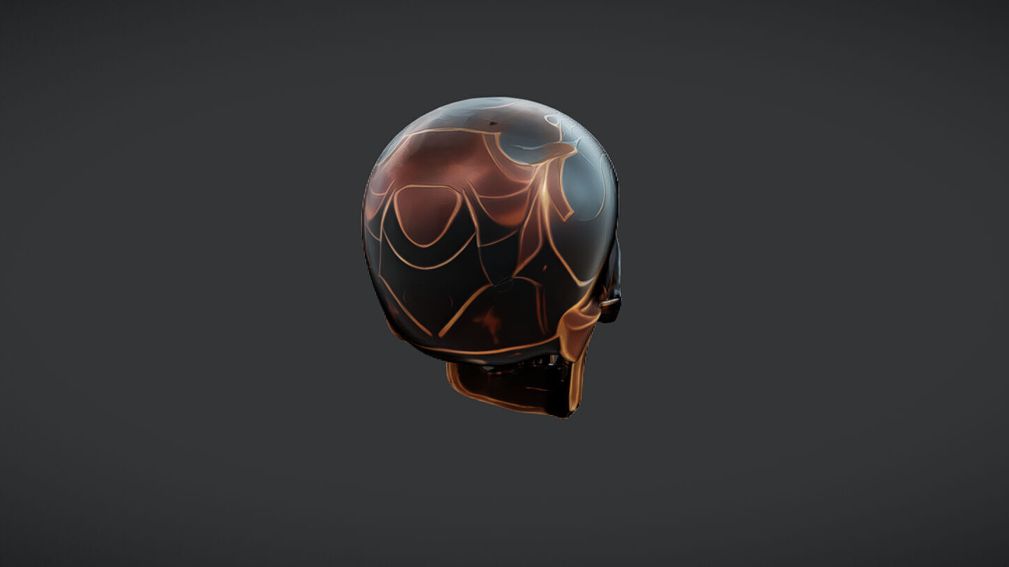 Decorative metallic skull 3D model_16