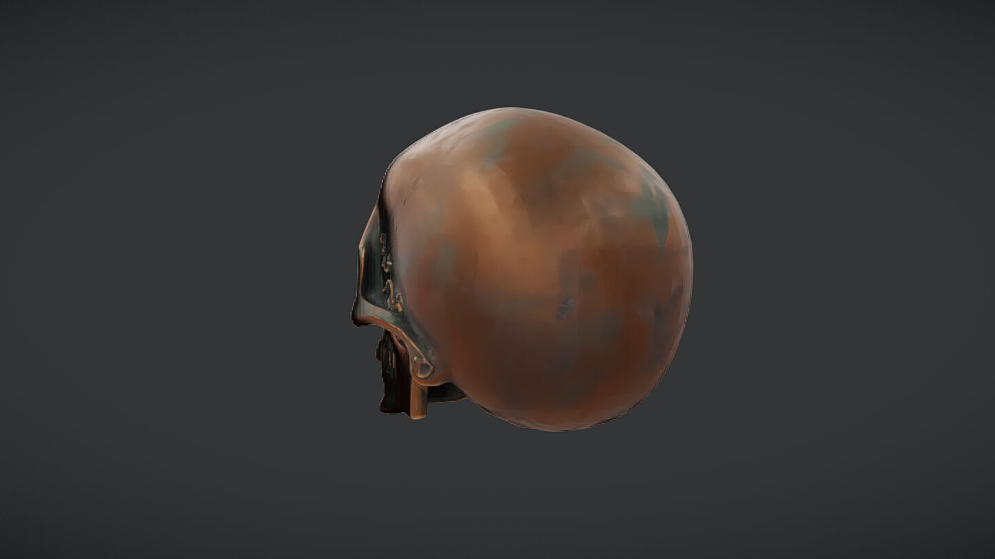 Bronze decorative human skull 3D model_23