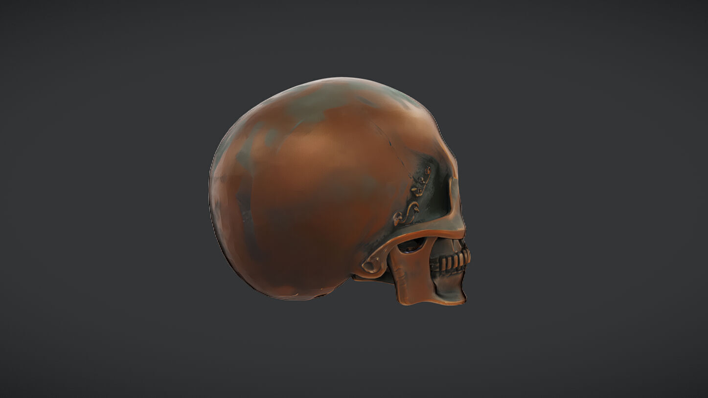 Bronze decorative human skull 3D model_16