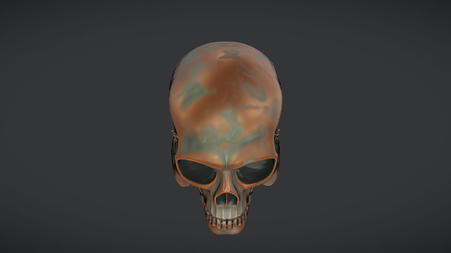 Bronze decorative human skull 3D model_39