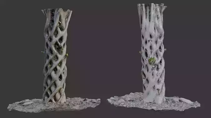 Twisted Hollow Tree Trunk  3D Scanned Model Low-poly 3D model